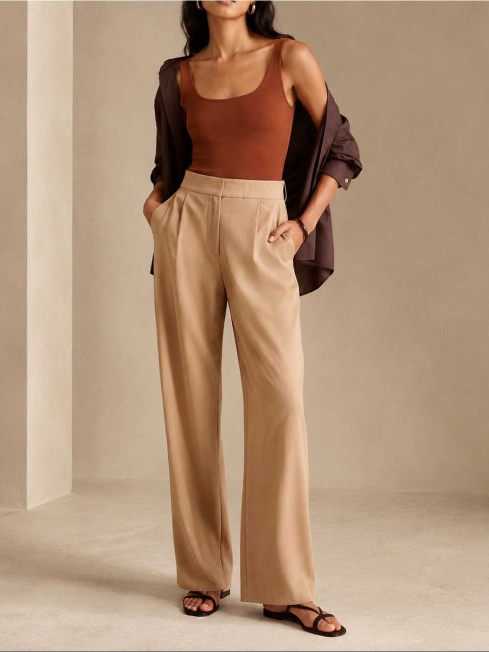 Banana Republic Square Neck Thong Bodysuit NWOT Rust Brown Small